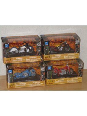 New Ray Lot of 4 Indian Motorcycles Scout Four Racer 1933 1:32 Scale New in Box